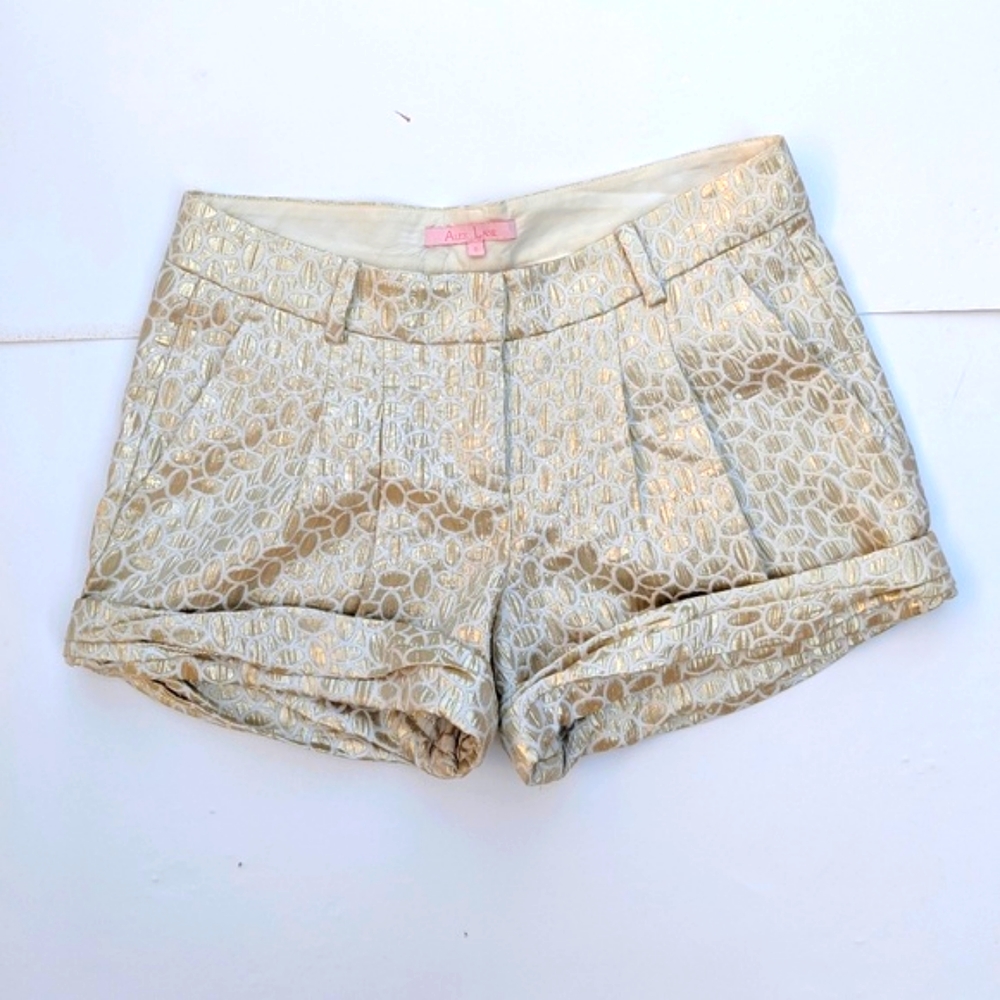 Vintage Alex Lane Y2K Shiny Gold Linen Vintage Shorts 80s